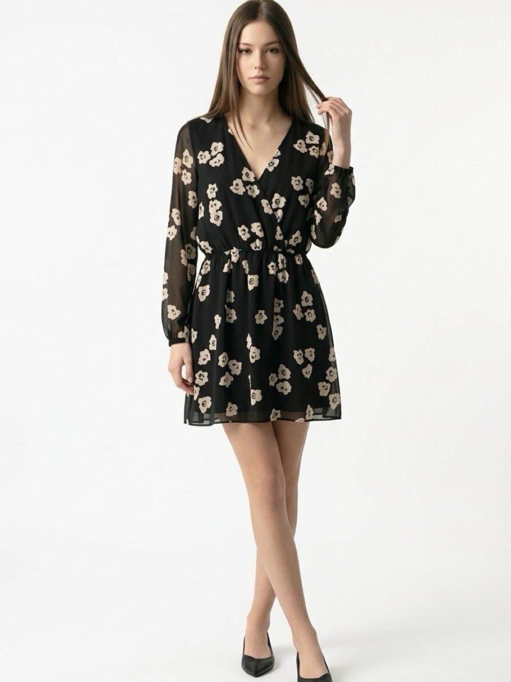 Express Black and White Patterned Dress